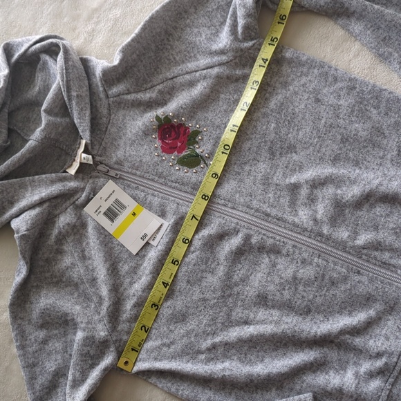 Self Esteem Girls Matching Set Size Medium Rose Zip Up Sweatshirt & Flare Pants - Picture 6 of 16